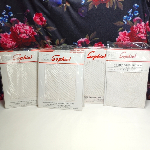 CLEARANCE Sophia Fishnet Stockings Lot OF 5 White Side Seams Back Seams Vintage - Picture 17 of 17